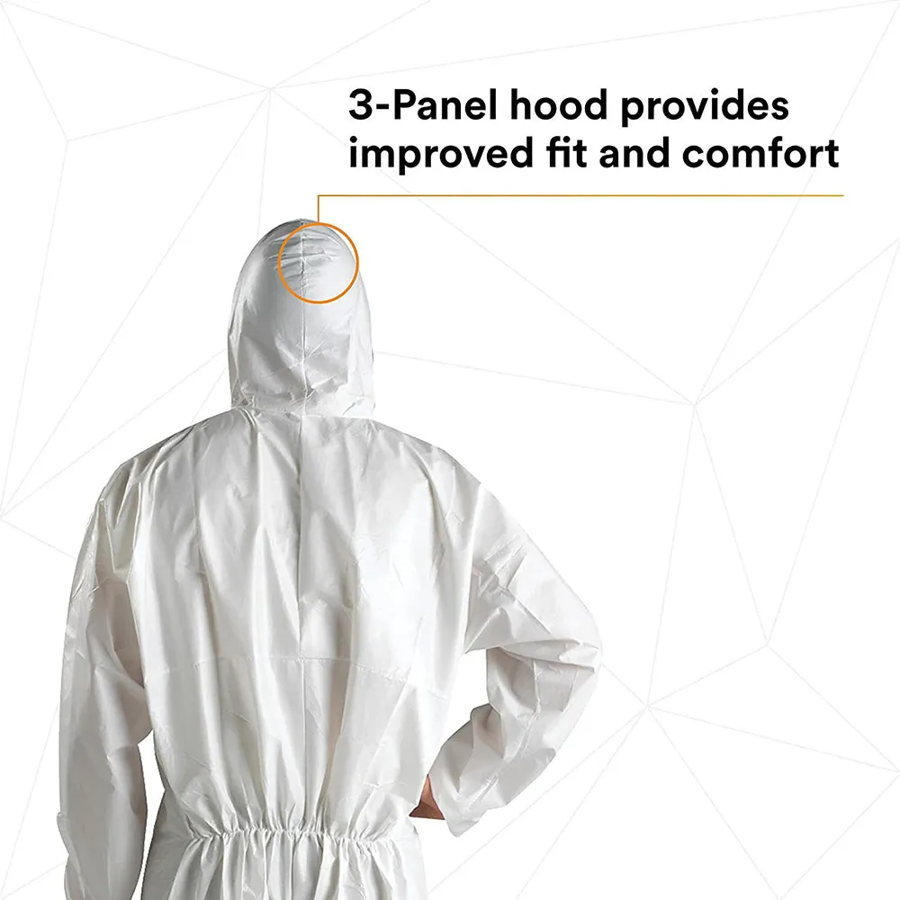 3M Disposable NonSterile Coverall Safety Work Wear with Hood - White, Medium