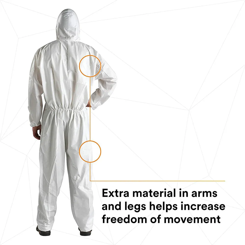 3M Disposable NonSterile Coverall Safety Work Wear with Hood - White, Medium