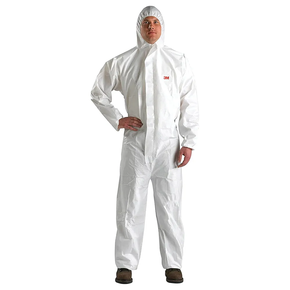 3M Disposable NonSterile Coverall Safety Work Wear with Hood - White, Medium