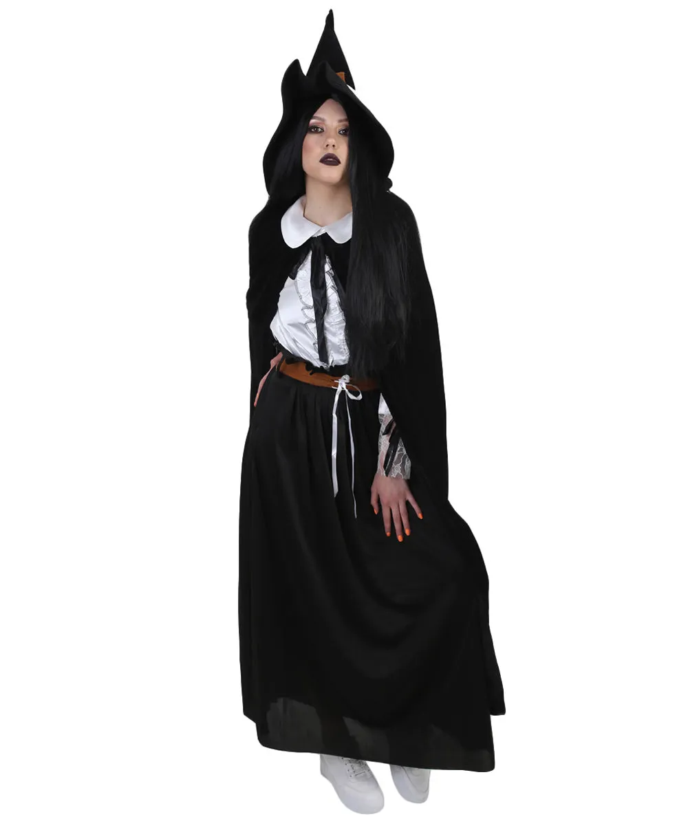 Adult Women's Witch Costume with Hat Costume | Black Halloween Costume