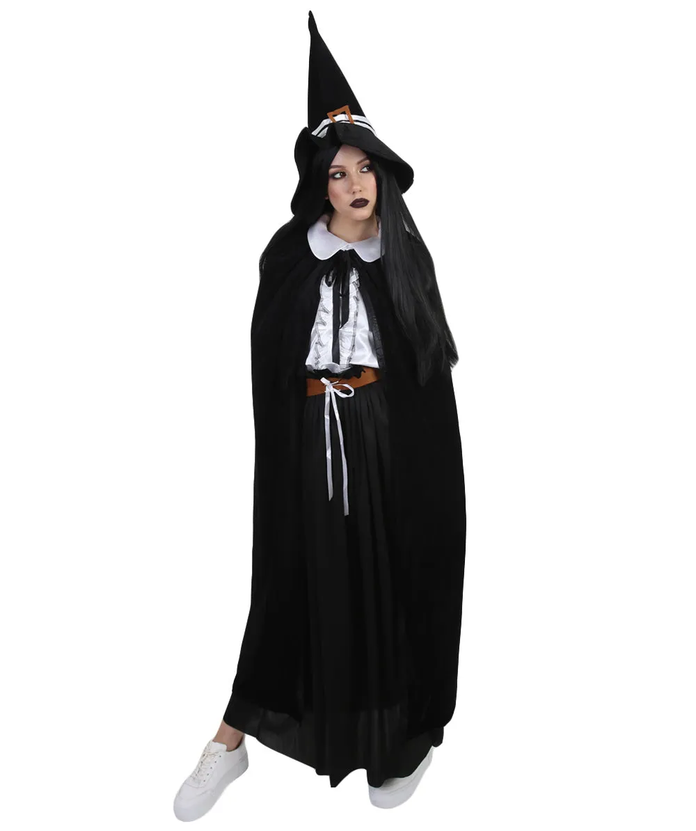 Adult Women's Witch Costume with Hat Costume | Black Halloween Costume