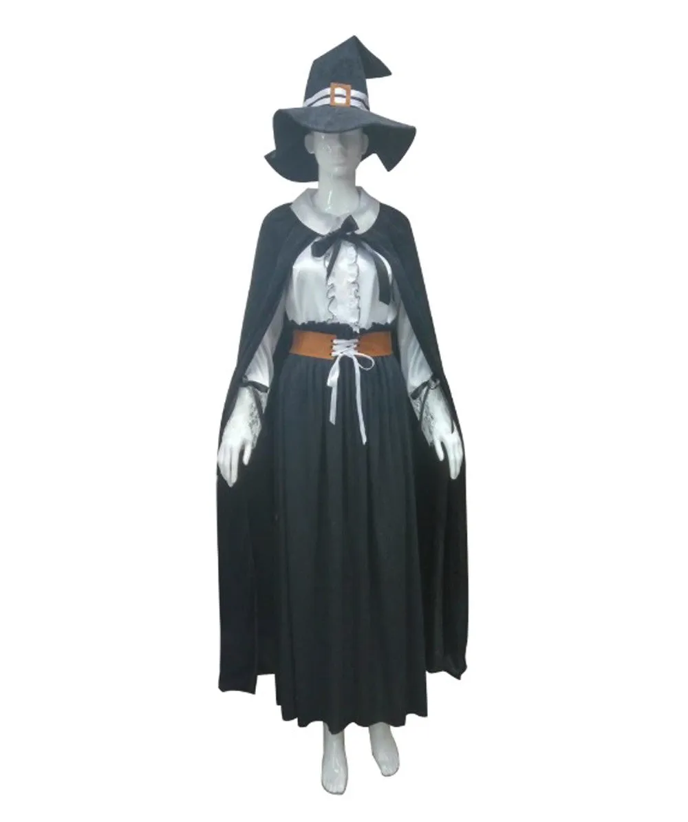 Adult Women's Witch Costume with Hat Costume | Black Halloween Costume