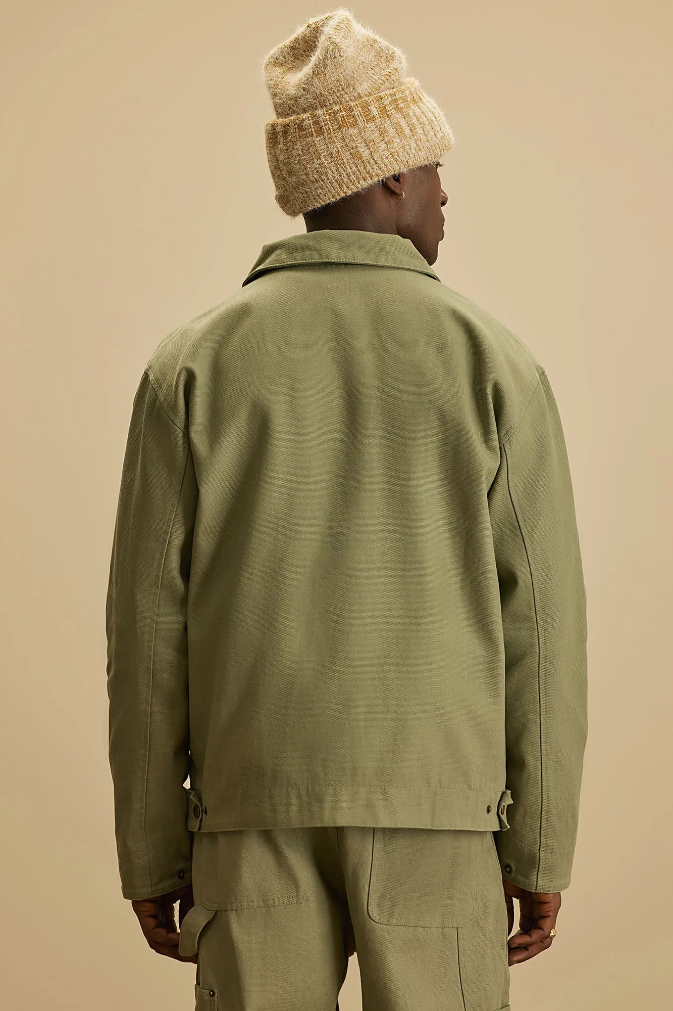 Alexander Utility Canvas Zip Work Jacket - Olive