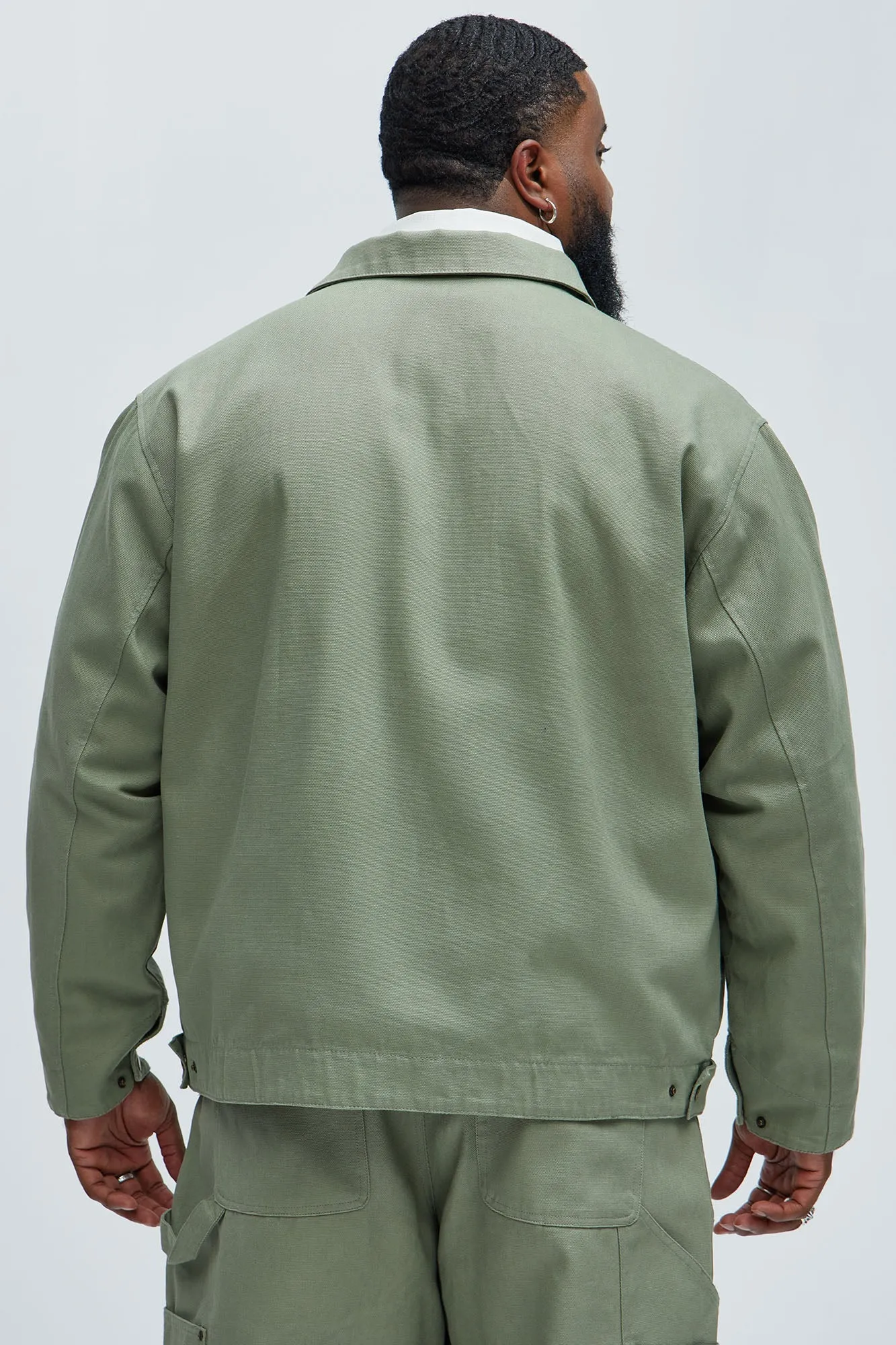 Alexander Utility Canvas Zip Work Jacket - Olive