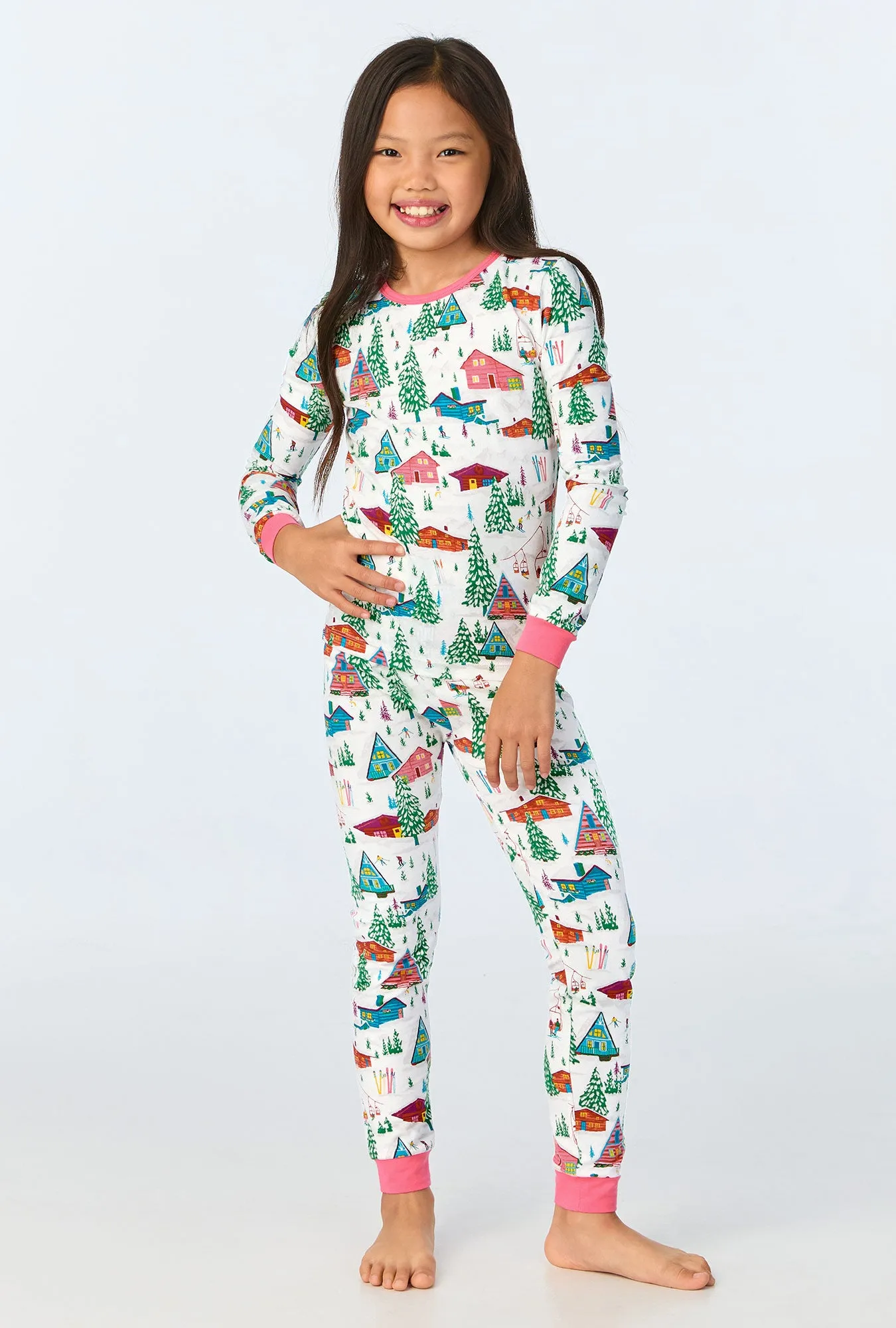 Alpine Cabins Long Sleeve Stretch Jersey Kids PJ Set