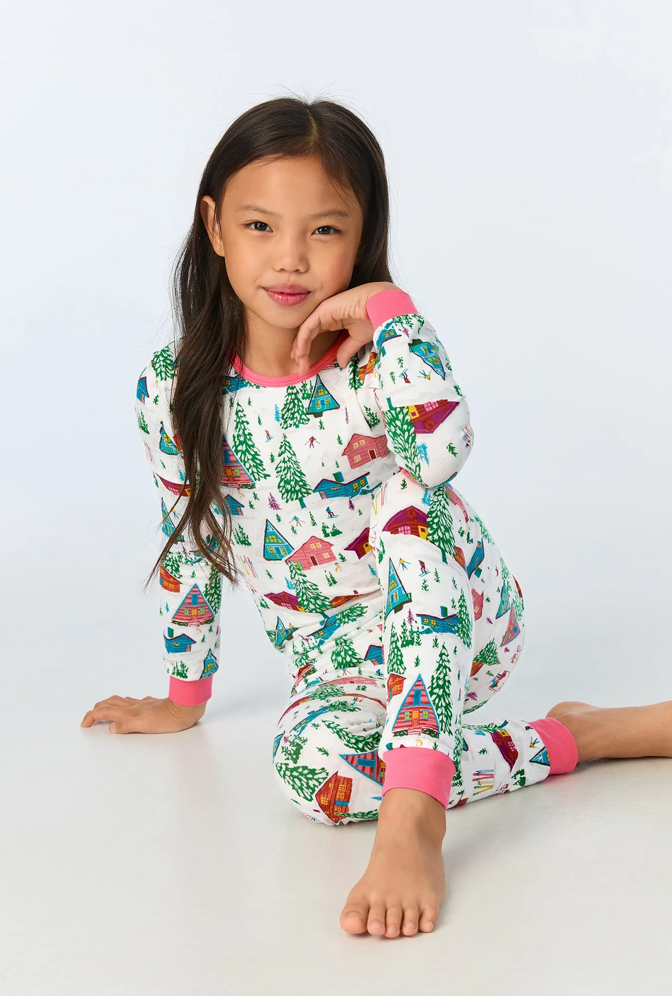 Alpine Cabins Long Sleeve Stretch Jersey Kids PJ Set