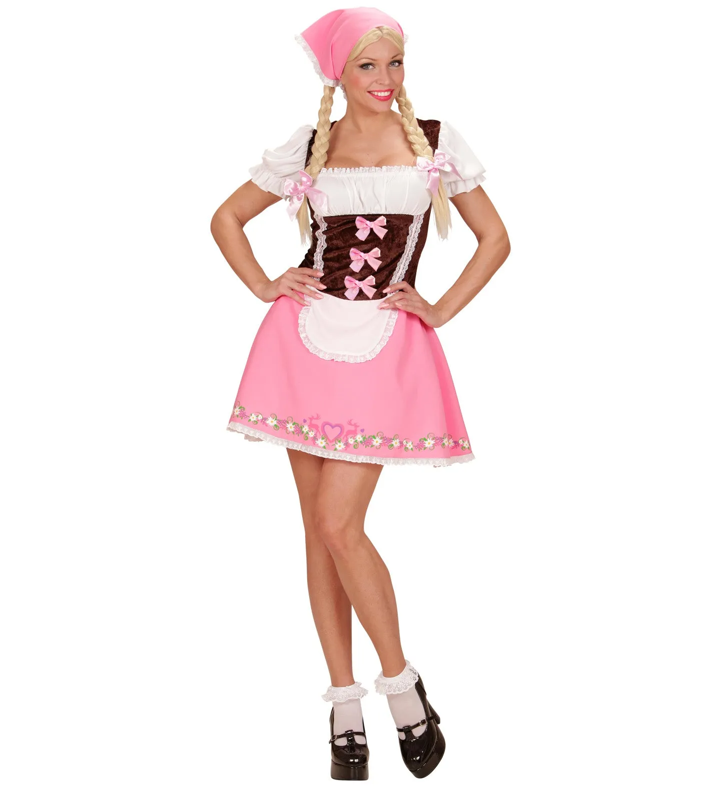 Bavarian Oktoberfest Dirndl Costume Pink Ladies