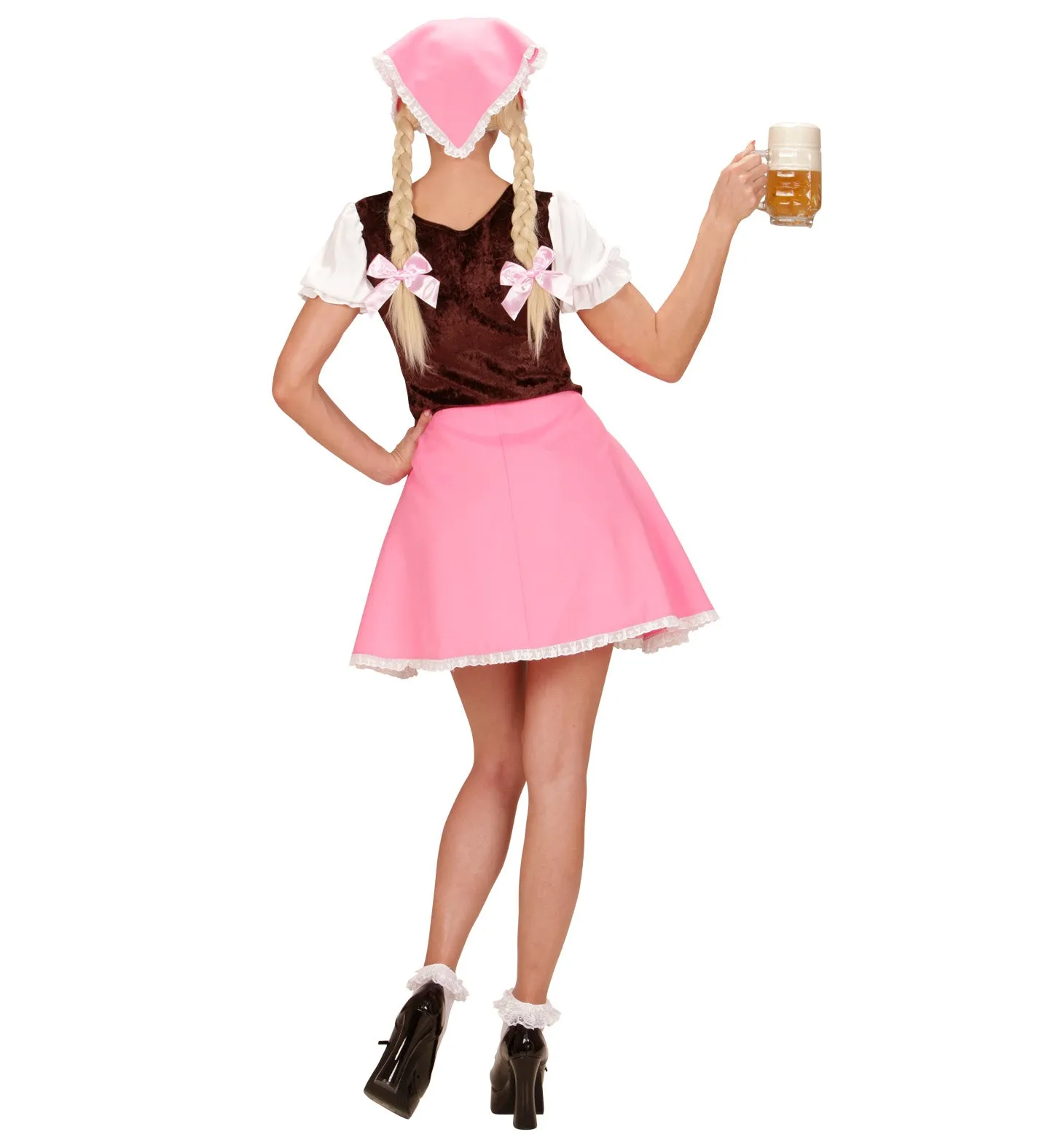 Bavarian Oktoberfest Dirndl Costume Pink Ladies