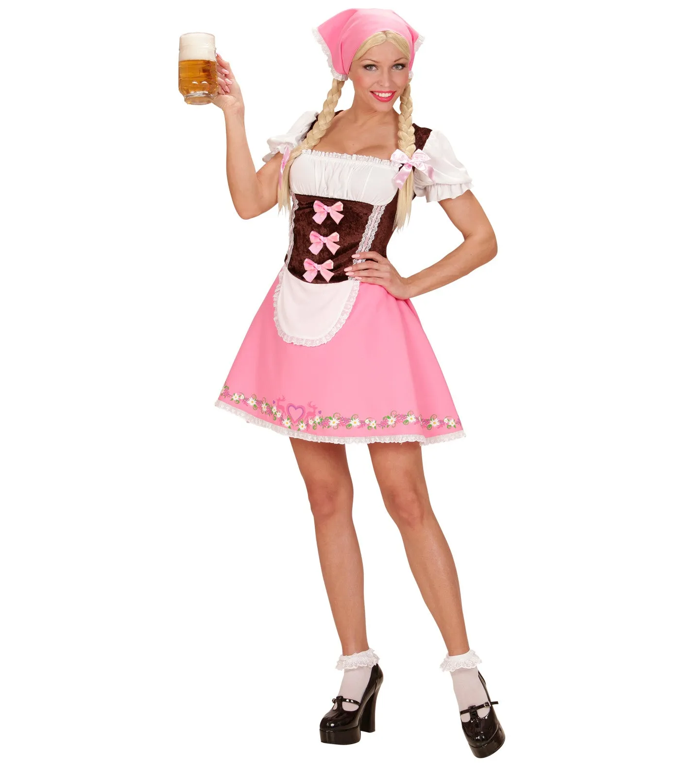 Bavarian Oktoberfest Dirndl Costume Pink Ladies