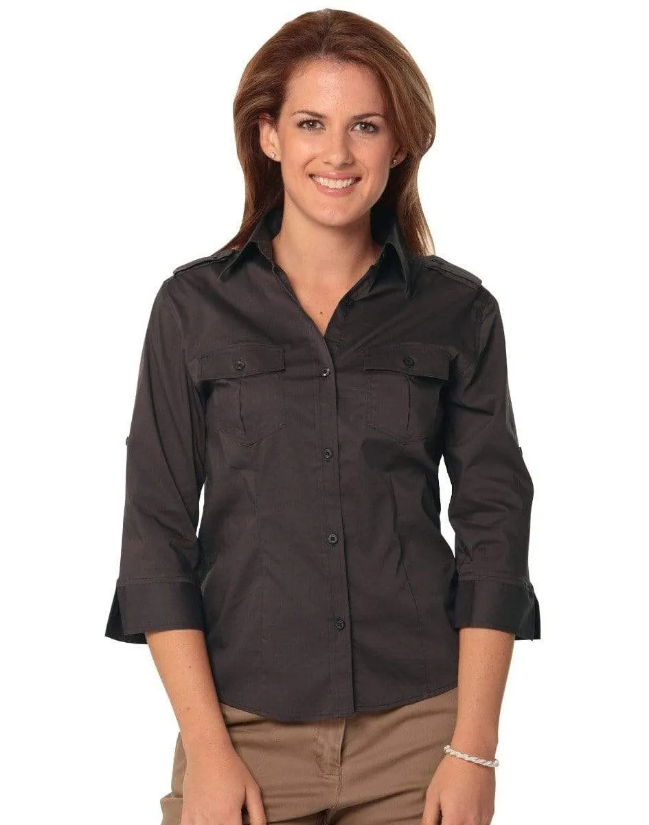 BENCHMARK Women's 3/4 Sleeve Military Shirt M8913