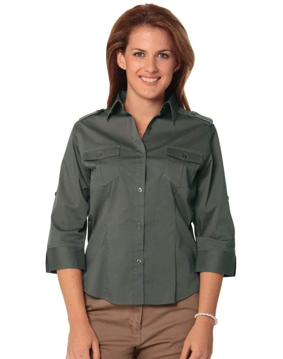 BENCHMARK Women's 3/4 Sleeve Military Shirt M8913