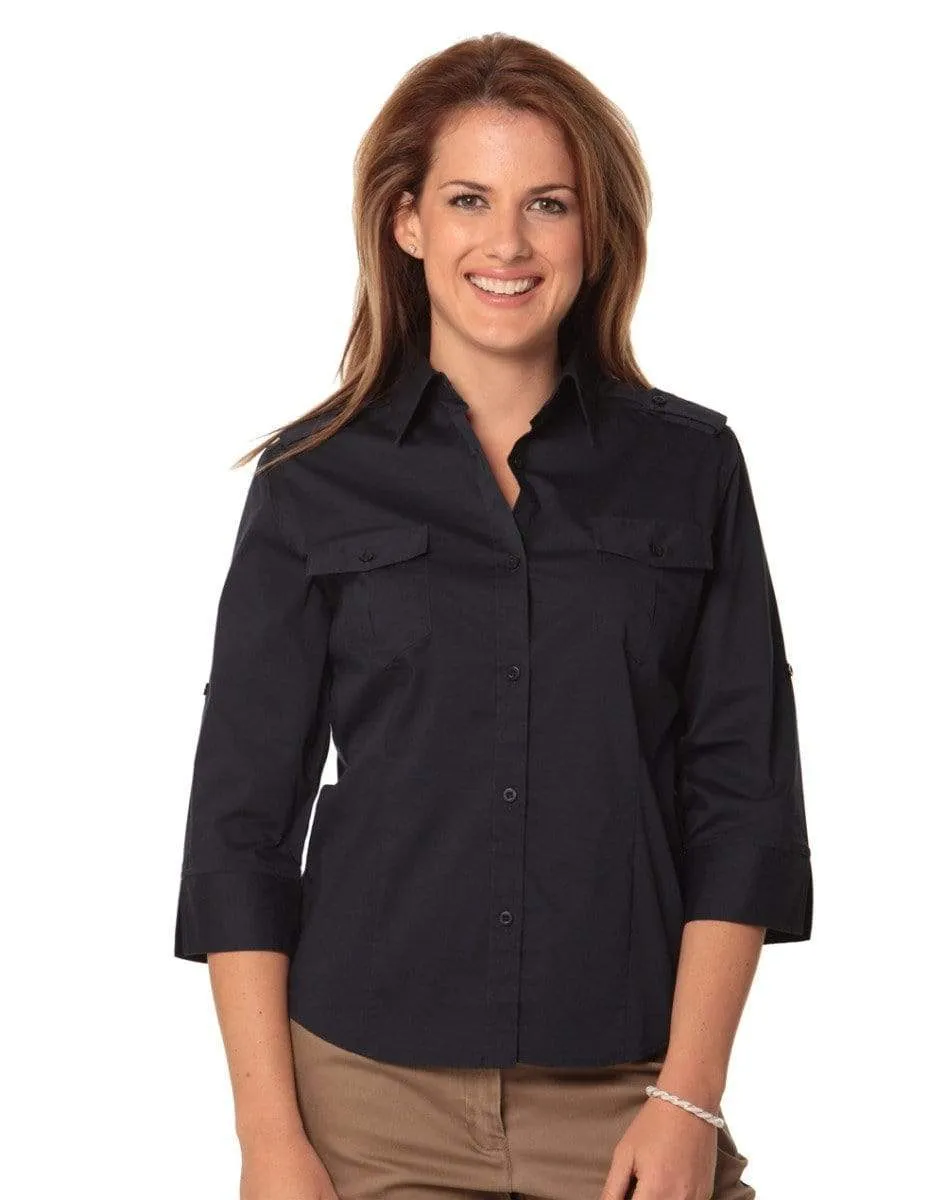 BENCHMARK Women's 3/4 Sleeve Military Shirt M8913