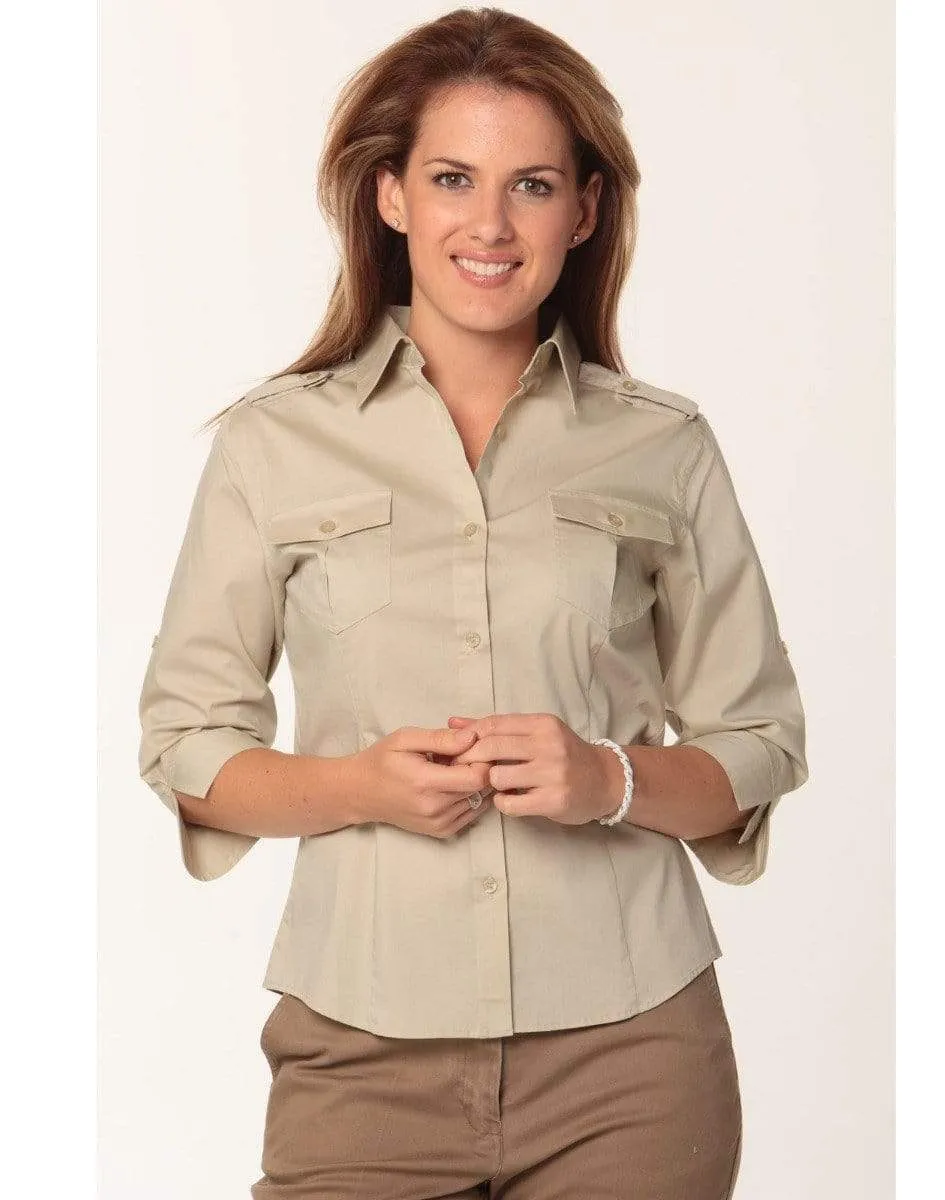 BENCHMARK Women's 3/4 Sleeve Military Shirt M8913