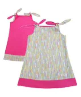 Binksy and Bobo Reversible Tie Dress - Fiddlesticks w/Pink