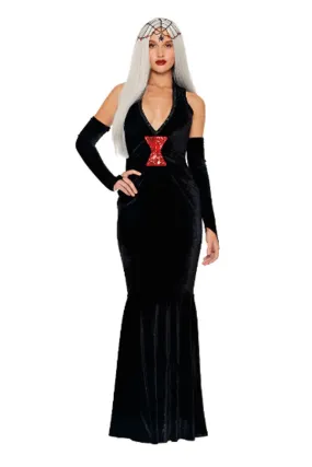 Blackest Widow Velvet Halloween Costume Set - 3 Piece Gown