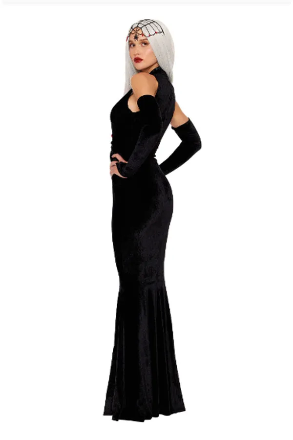 Blackest Widow Velvet Halloween Costume Set - 3 Piece Gown