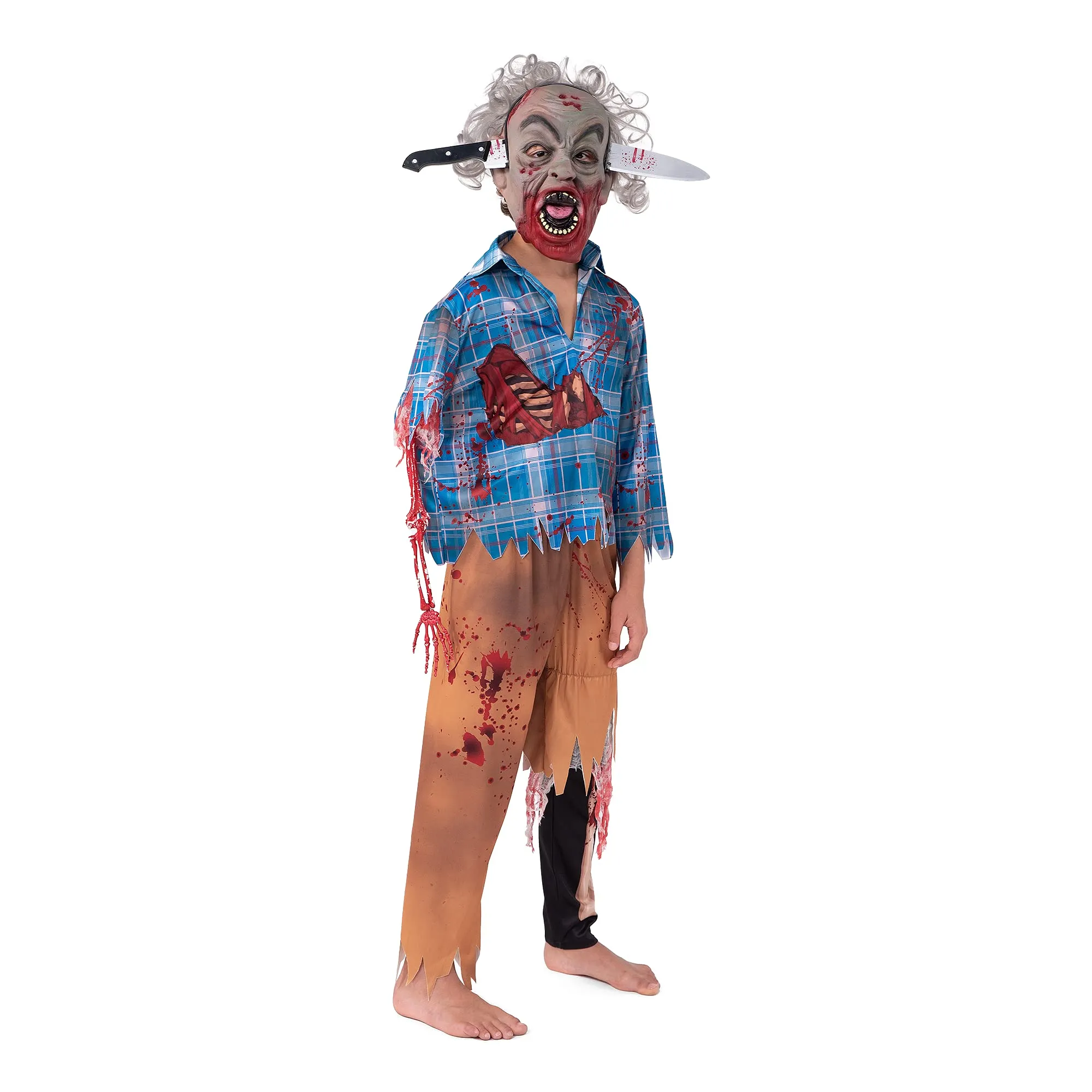 Boy wounds zombie costume