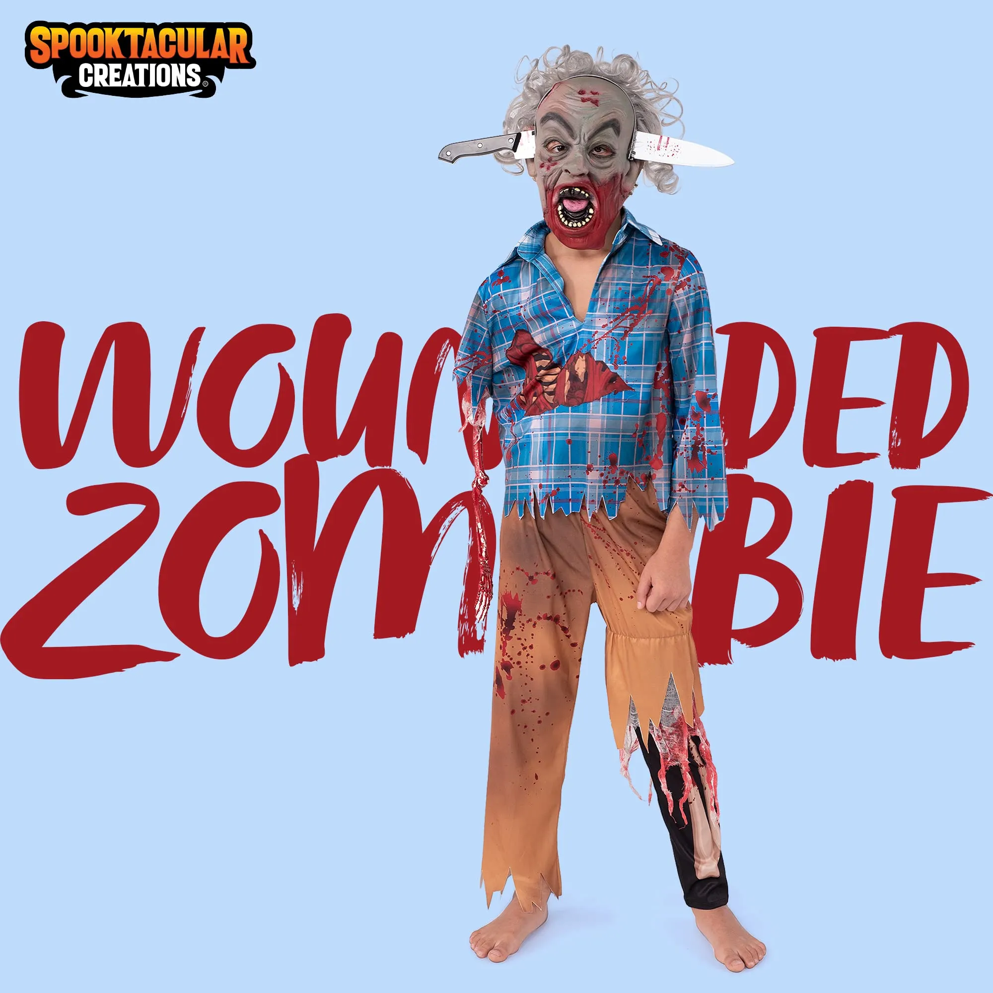 Boy wounds zombie costume