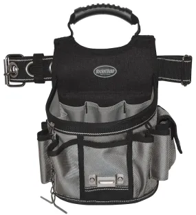 Bucket Boss 55300 Sparky Utility Pouch, 52 in Waist, 17-Pocket, Poly Fabric, Black/Gray, 9 in W, 14 in H, 6 in D :EA: QUANTITY: 1