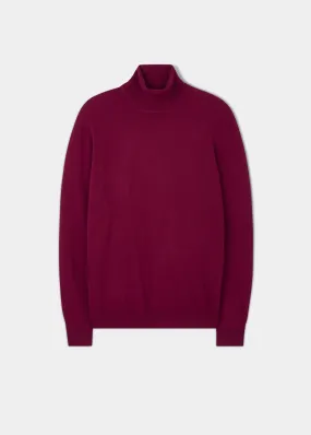 Bunbury Geelong Wool Roll Neck Jumper in Claret - Regular Fit