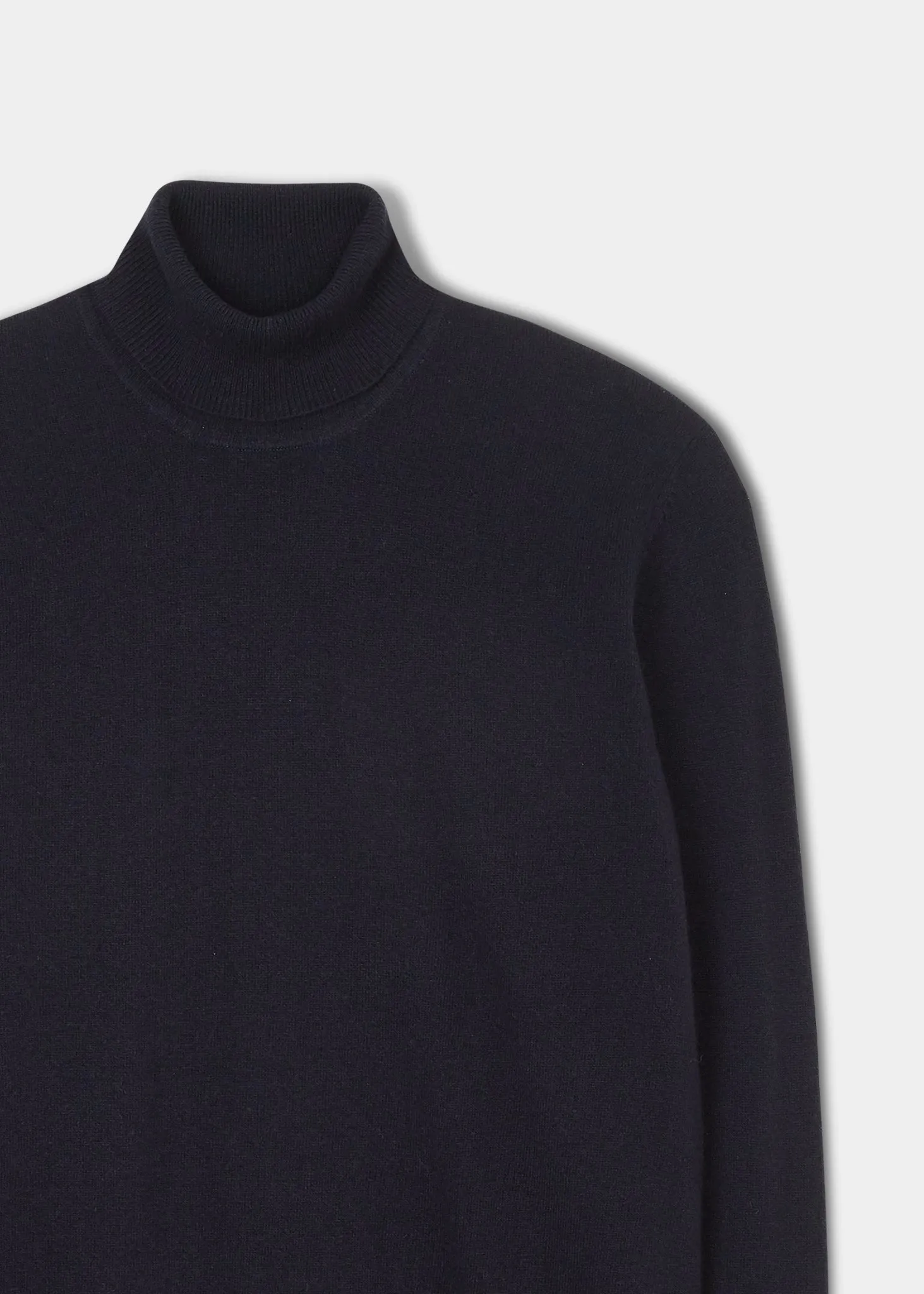 Bunbury Geelong Wool Roll Neck Jumper in Dark Navy - Regular Fit