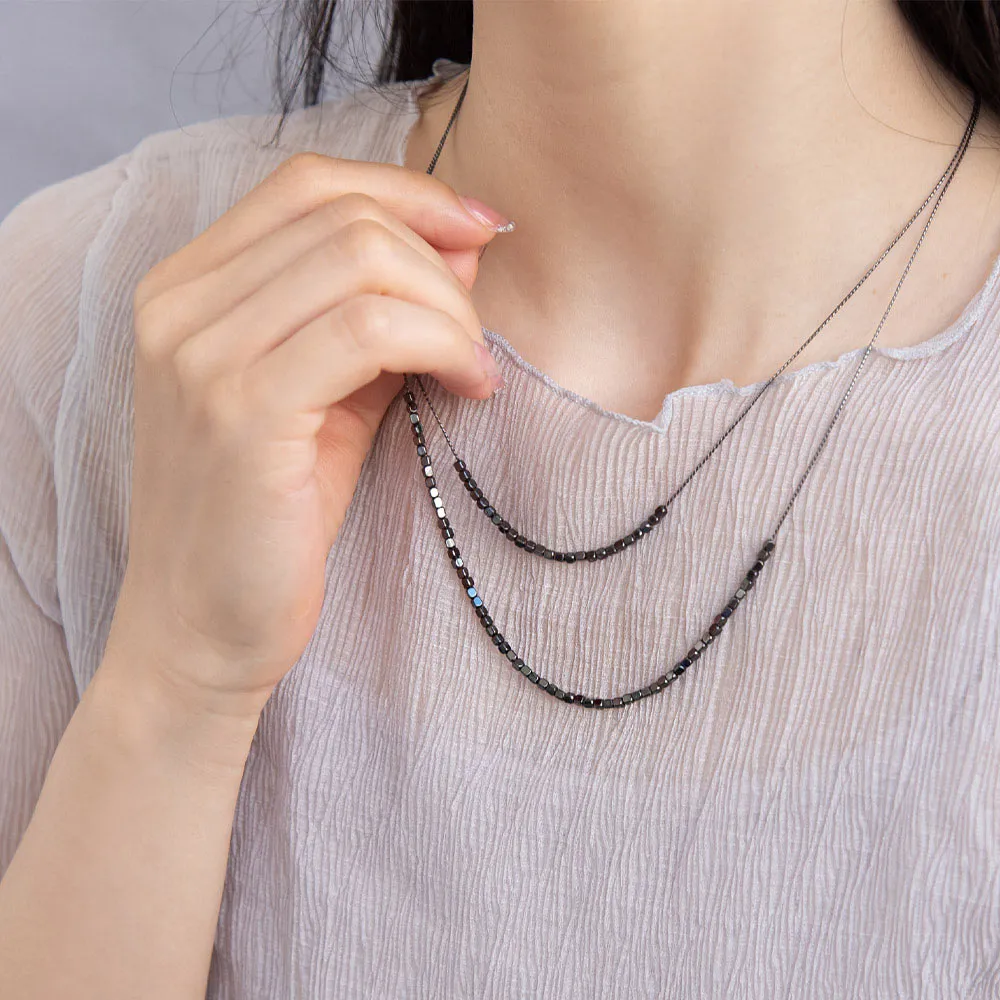 Cube Bead Layered Necklace