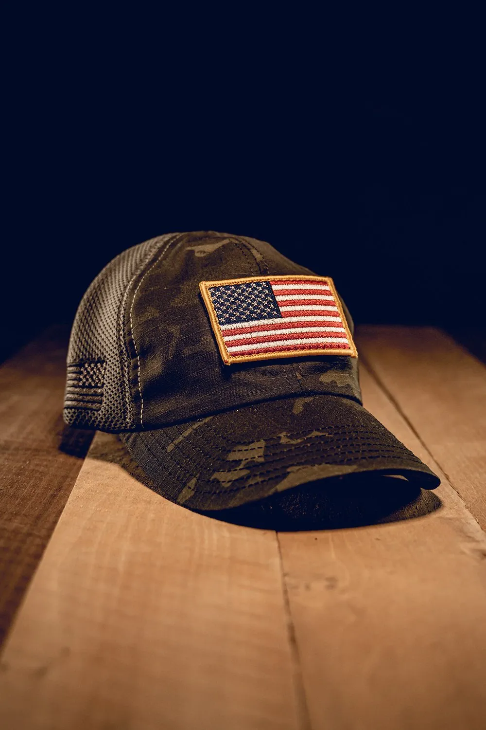 Dark American Made Mesh Back Hat with Patch