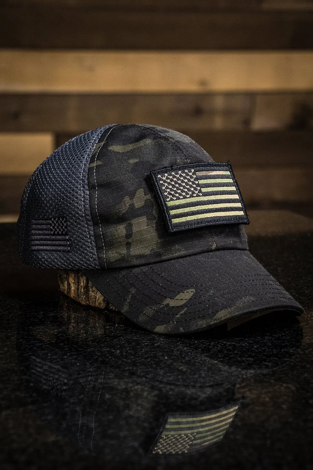 Dark American Made Mesh Back Hat with Patch