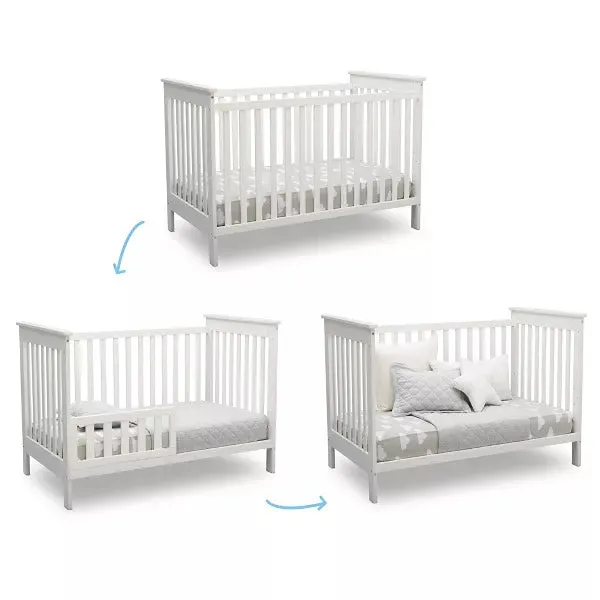 Delta Children Adley 3-in-1 Convertible Crib - Bianca White