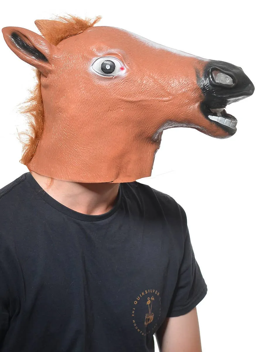 Deluxe Light Brown Rubber Horse Head Mask