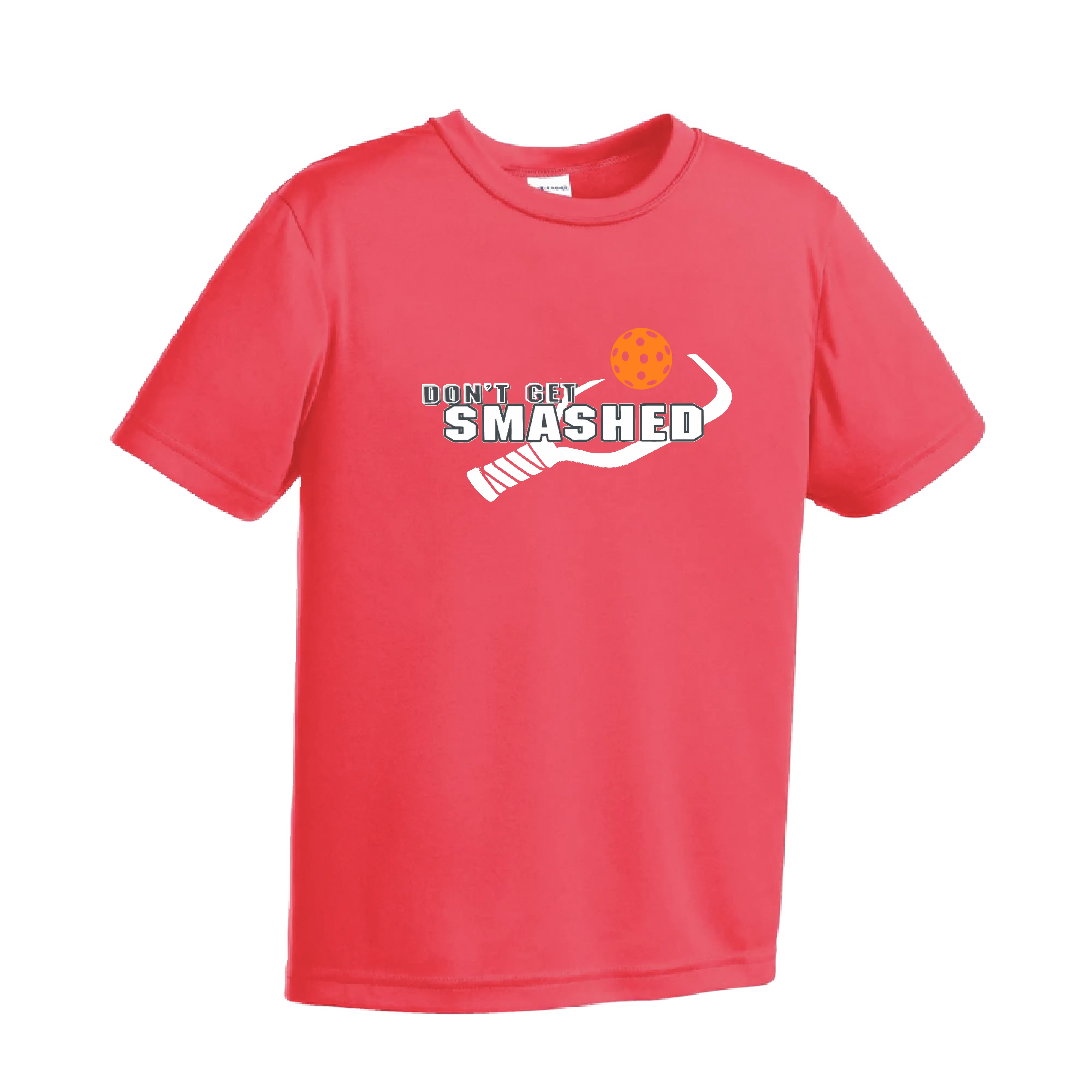 Don't Get Smashed (Cyan Orange Pink Pickleball Colors) | Youth Short Sleeve Athletic Shirt | 100% Polyester