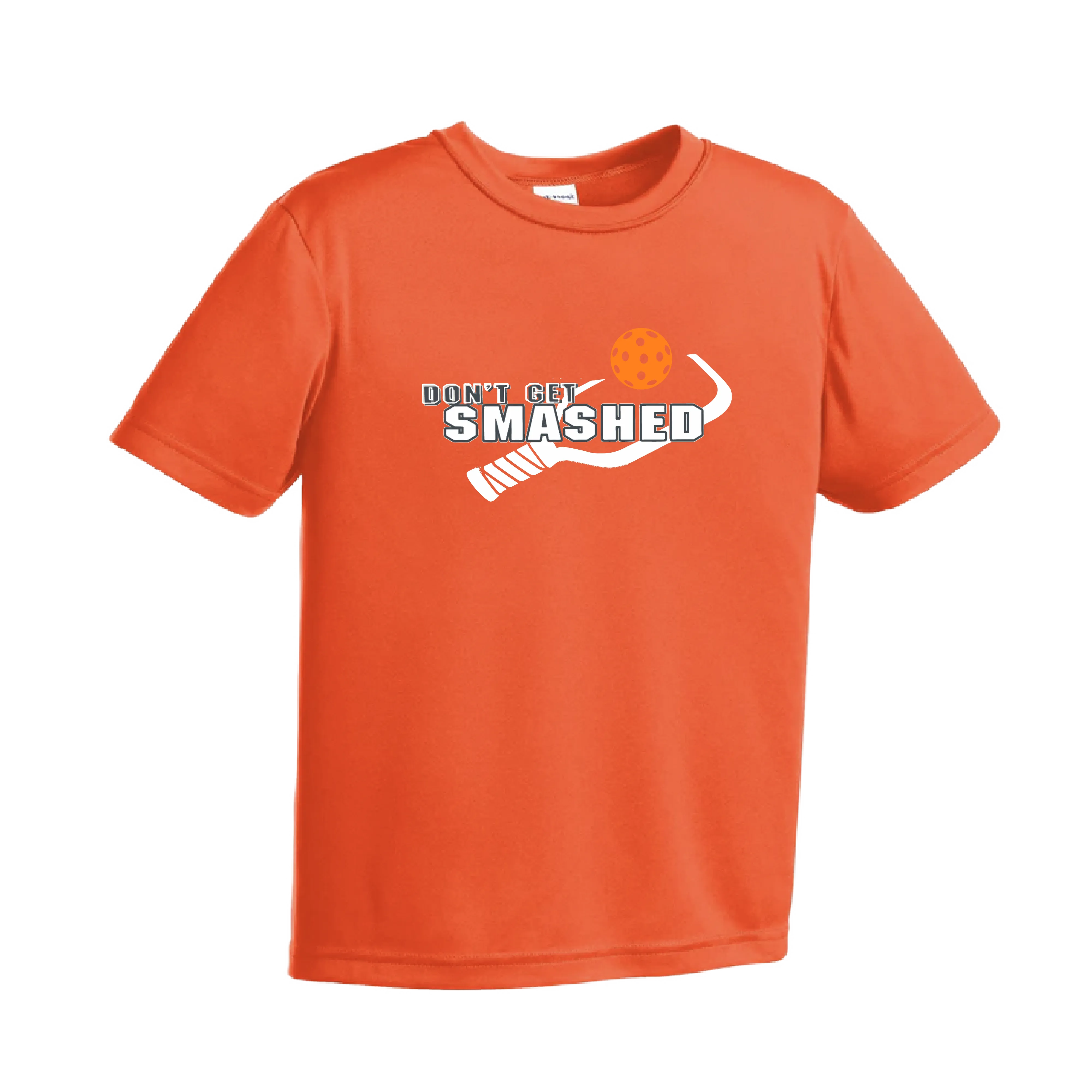 Don't Get Smashed (Cyan Orange Pink Pickleball Colors) | Youth Short Sleeve Athletic Shirt | 100% Polyester