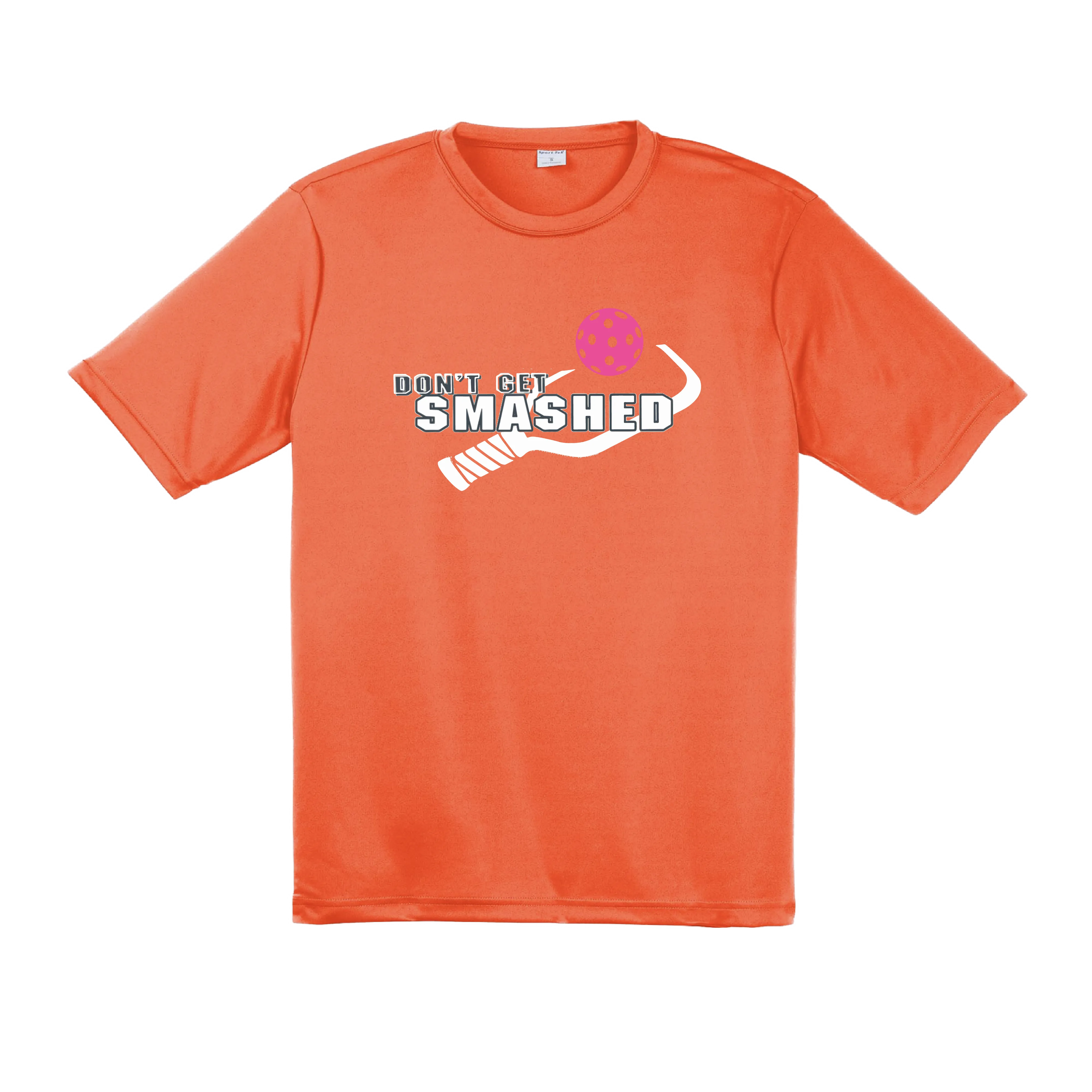 Don't Get Smashed With Pickleballs (Cyan Orange Pink) Customizable | Men's Short Sleeve Pickleball Shirt | 100% Polyester