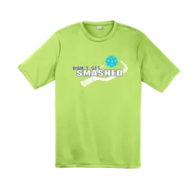 Don't Get Smashed With Pickleballs (Cyan Orange Pink) Customizable | Men's Short Sleeve Pickleball Shirt | 100% Polyester