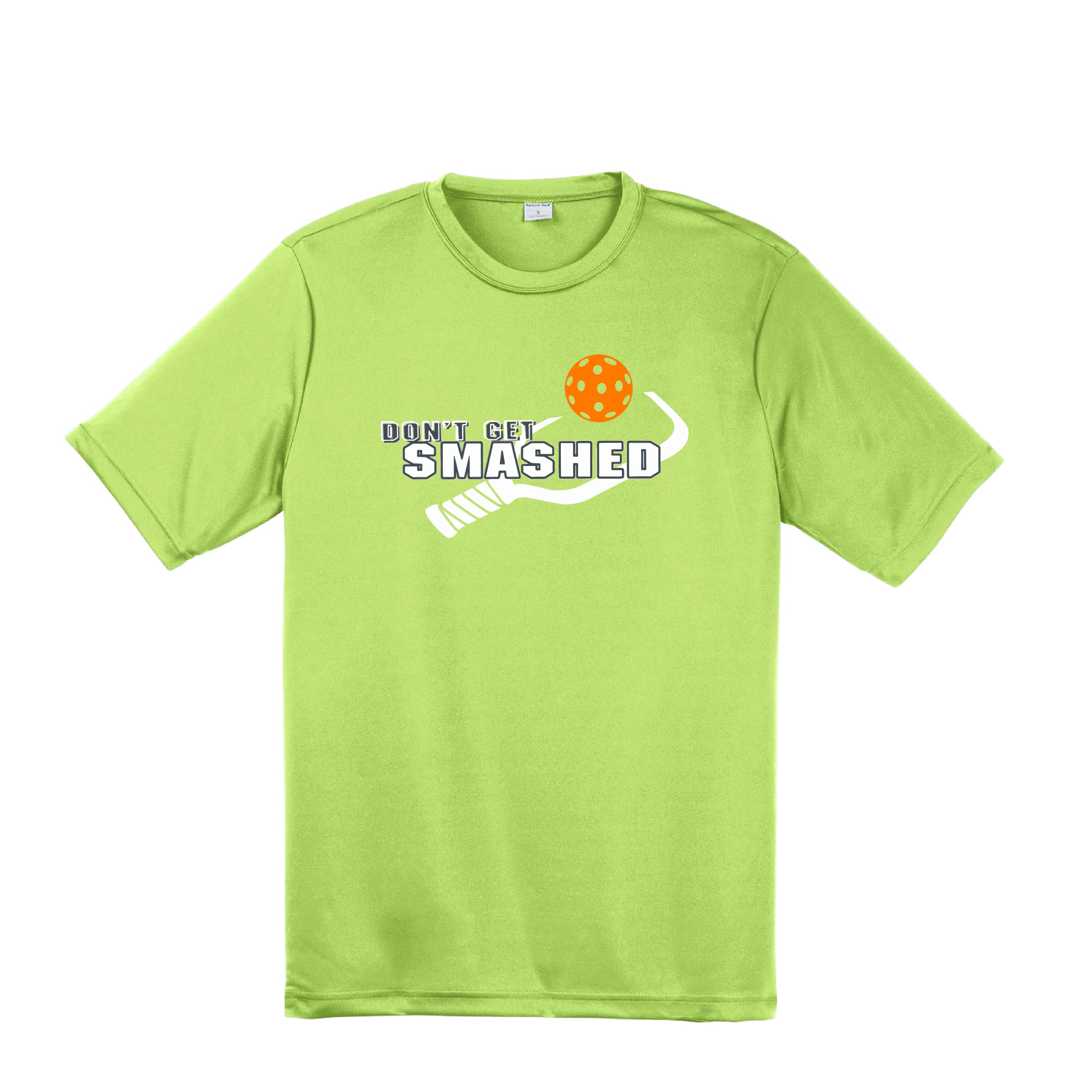 Don't Get Smashed With Pickleballs (Cyan Orange Pink) Customizable | Men's Short Sleeve Pickleball Shirt | 100% Polyester