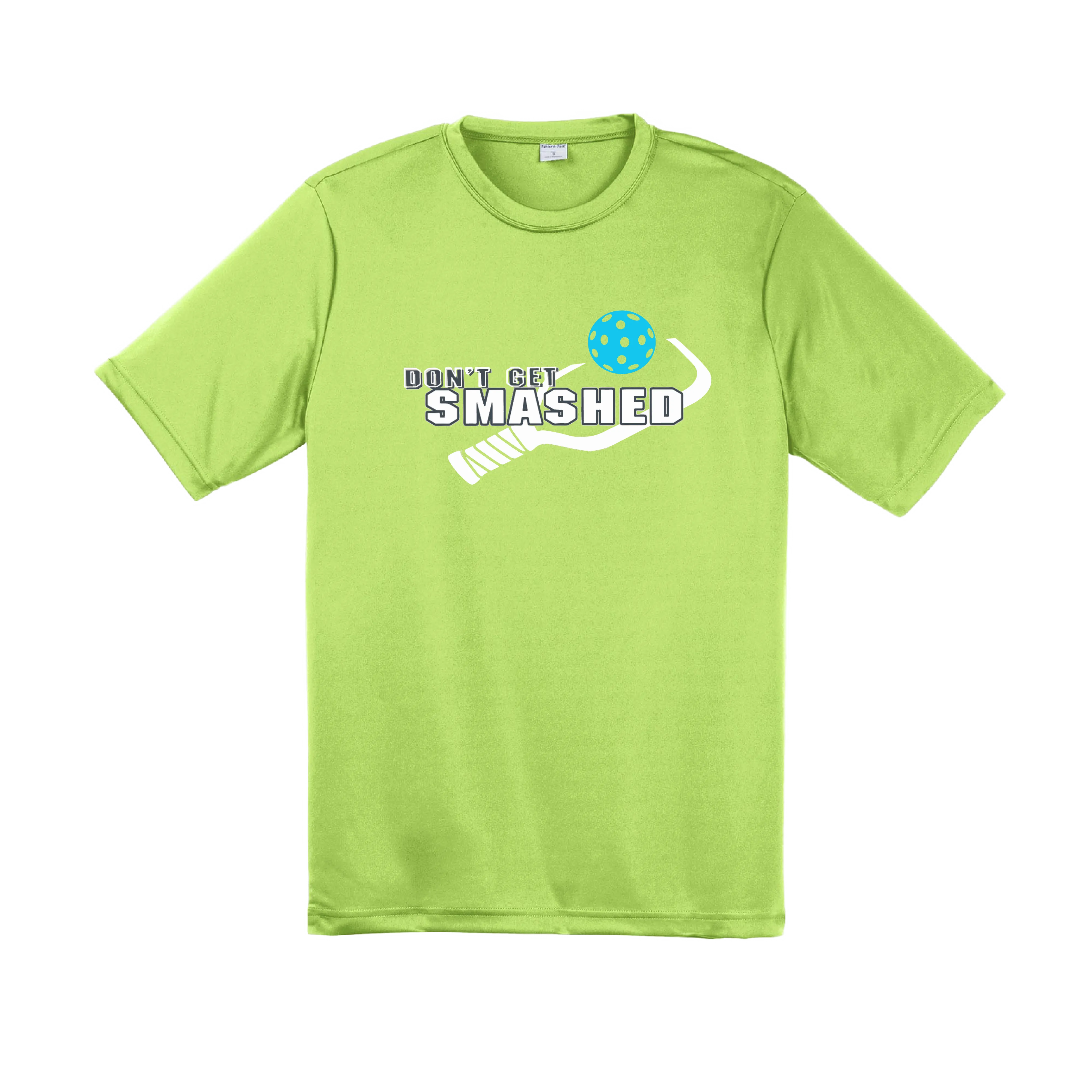 Don't Get Smashed With Pickleballs (Cyan Orange Pink) Customizable | Men's Short Sleeve Pickleball Shirt | 100% Polyester