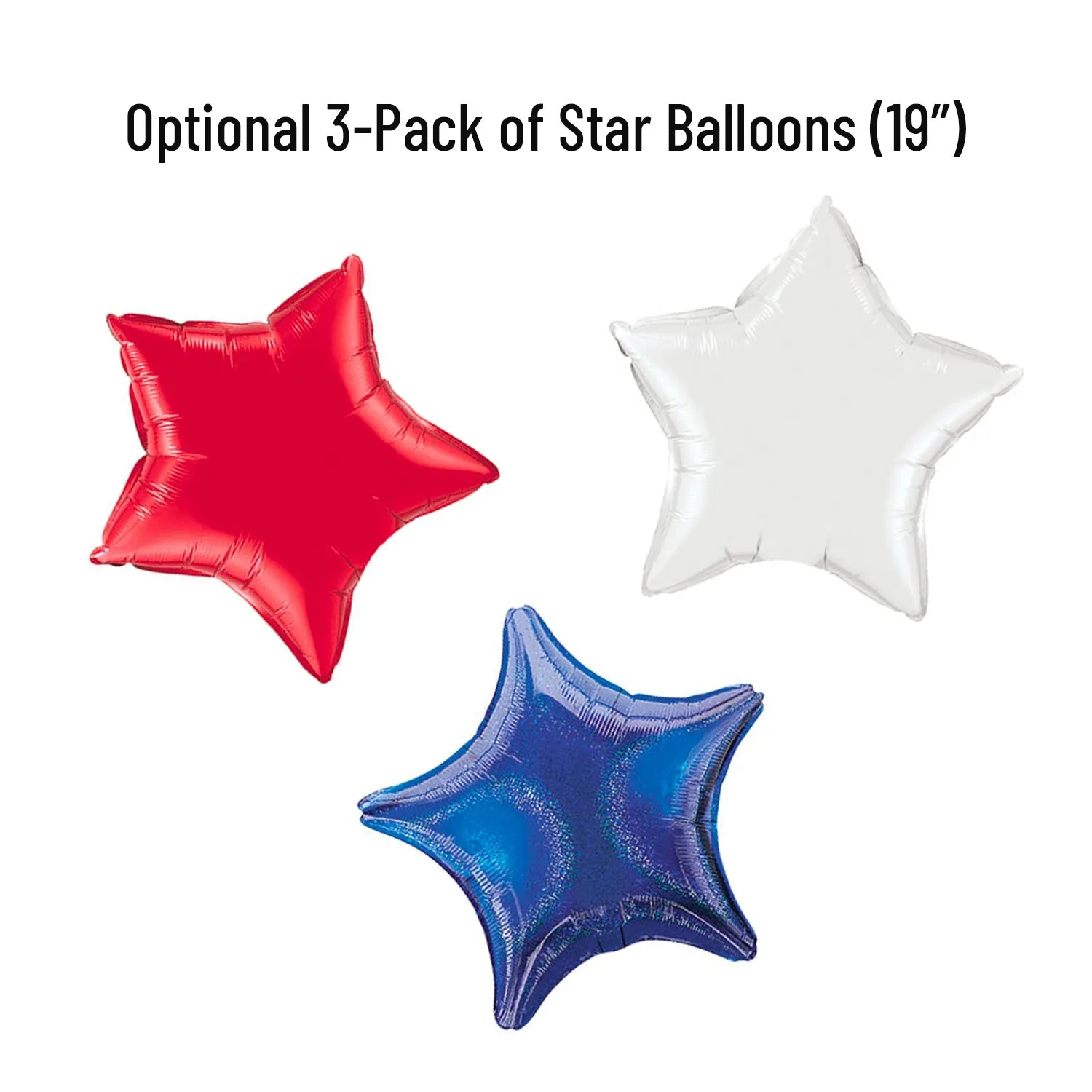 Firework Red, White, & Blue Patriotic Star Balloons (3-Pack)