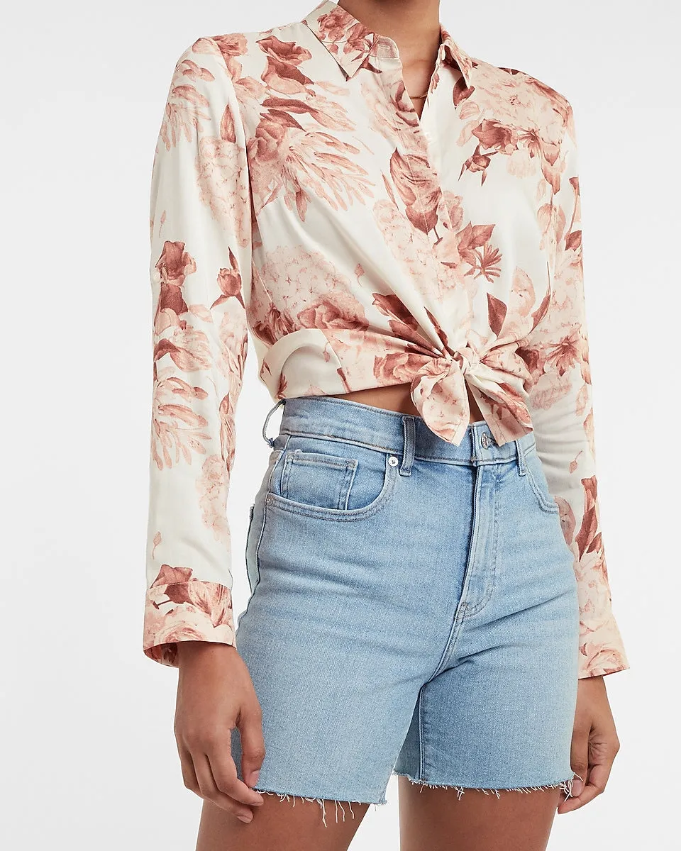 Floral Soft Portofino Shirt in Pink Print