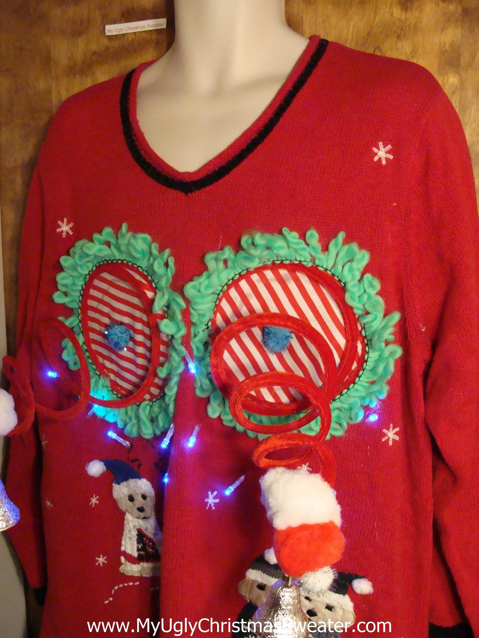 Funny Light-up Naughty Ugly Christmas Sweater with Dogs