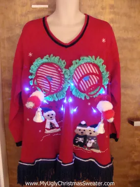 Funny Light-up Naughty Ugly Christmas Sweater with Dogs