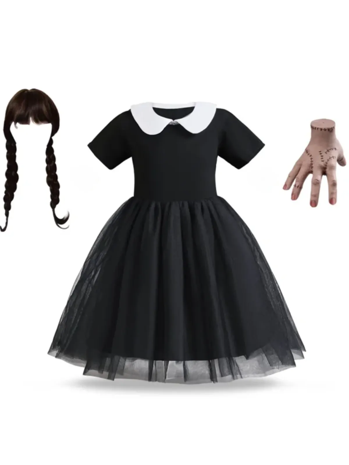 Girls Iconic Wednesday Addams Halloween Costume