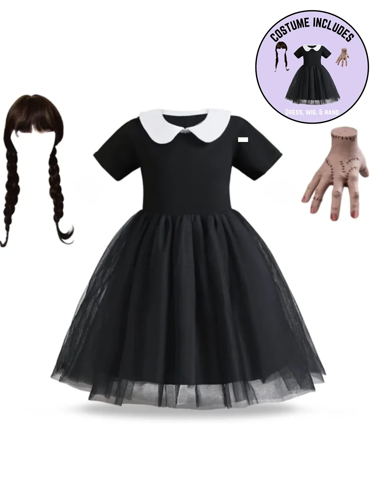 Girls Iconic Wednesday Addams Halloween Costume