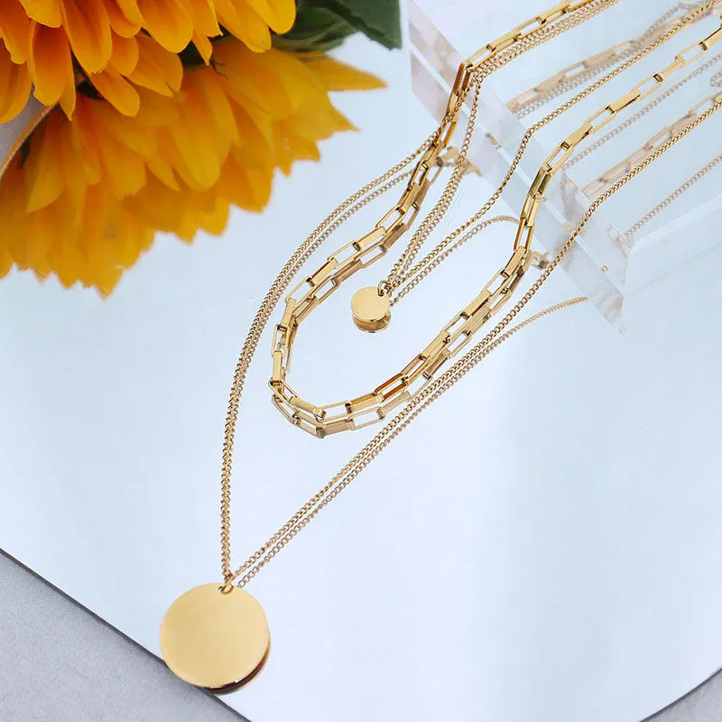 Gold Plated Three Layered Wear Necklace