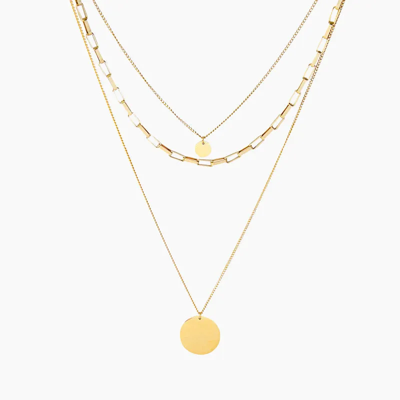 Gold Plated Three Layered Wear Necklace