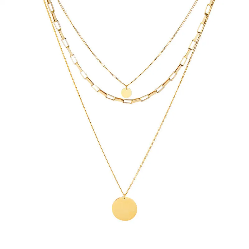 Gold Plated Three Layered Wear Necklace