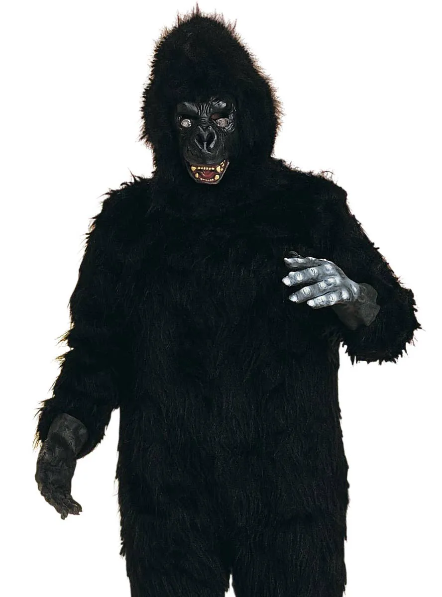 Hairy Black Adults Gorilla Fancy Dress Costume Jumpsuit