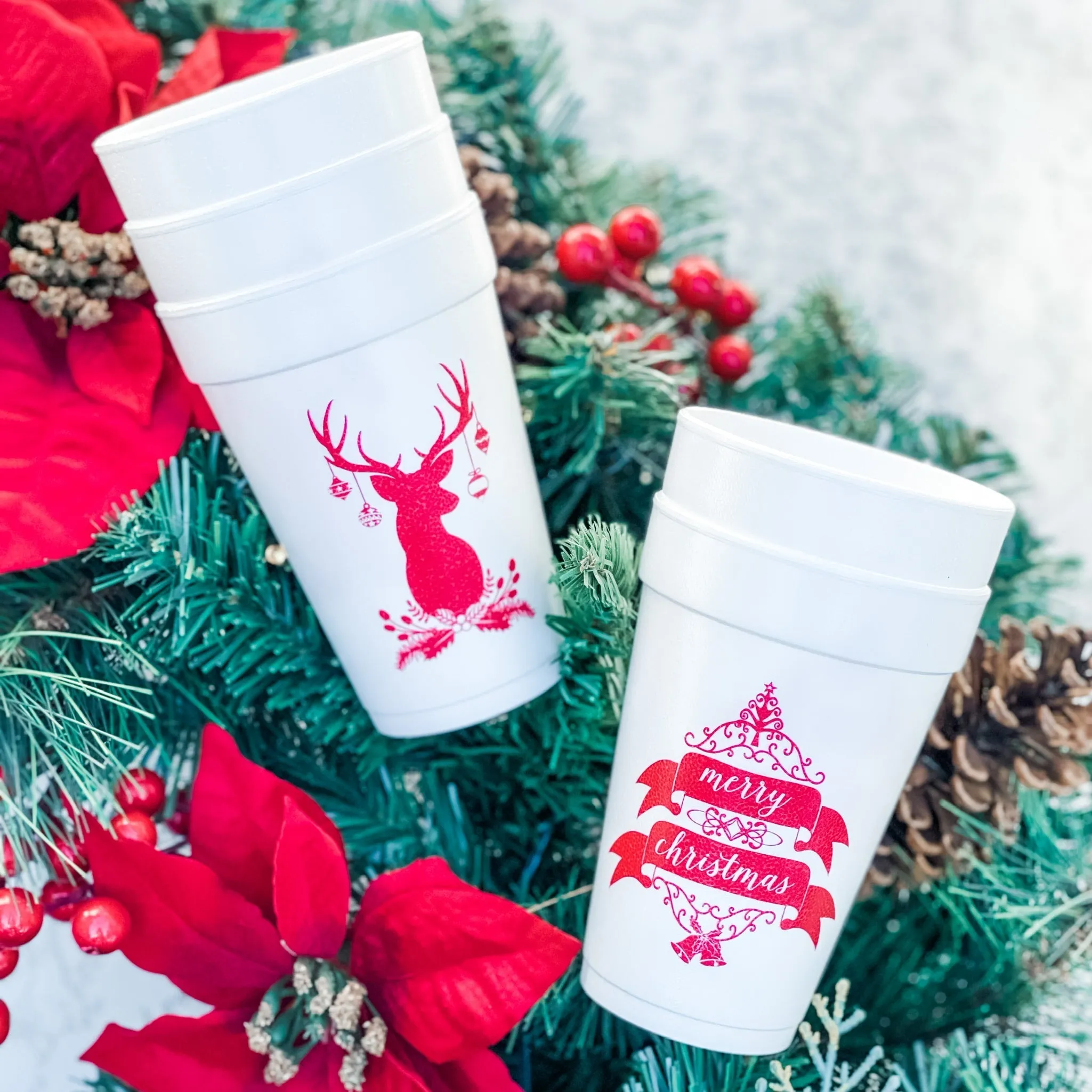 Holiday Themed Foam Party Cups