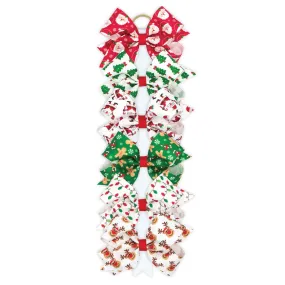 Holiday themed printed grosgrain bows