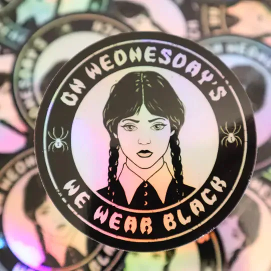 HOLOGRAPHIC WEDNESDAY WE WEAR BLACK STICKER