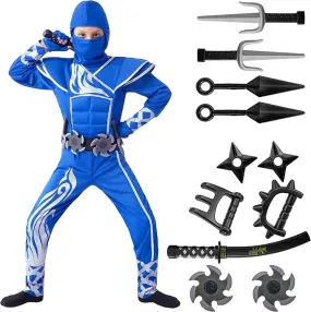 Kids Halloween Ninja Costume, Blue